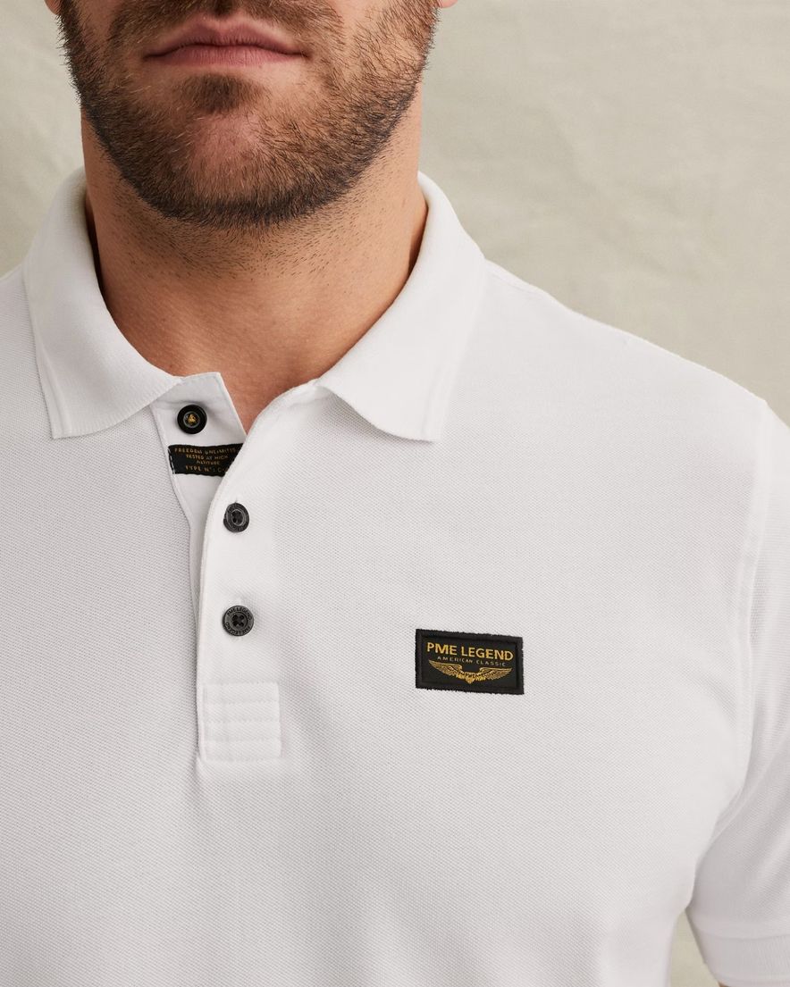 PME Legend polo normale fit wit katoen stretch