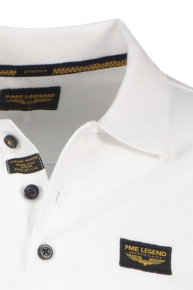 PME Legend polo normale fit wit katoen stretch