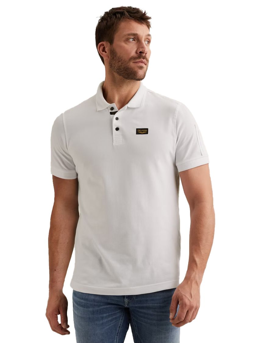 PME Legend polo normale fit wit katoen stretch