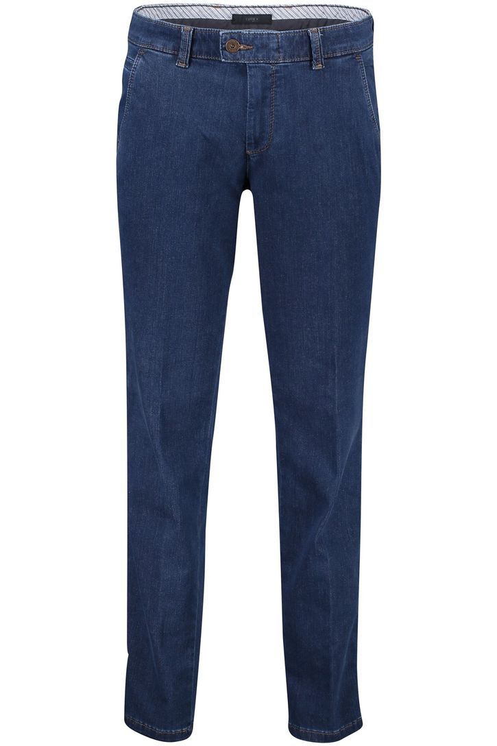 katoenen Eurex broek Jim effen blauw normale fit
