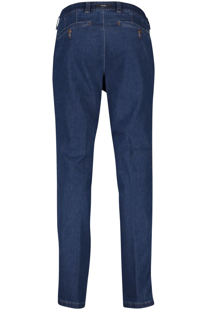katoenen Eurex broek Jim effen blauw normale fit