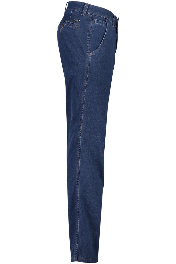 katoenen Eurex broek Jim effen blauw normale fit