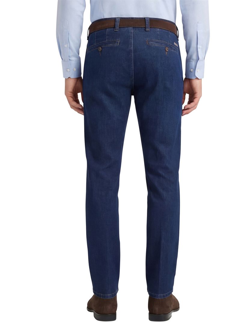 katoenen Eurex broek Jim effen blauw normale fit
