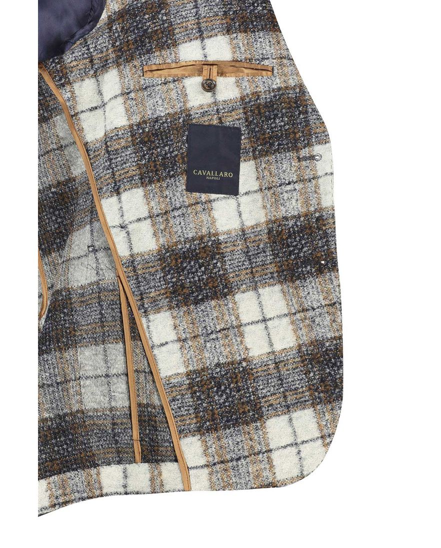 Cavallaro bruin geruite colbert slim fit