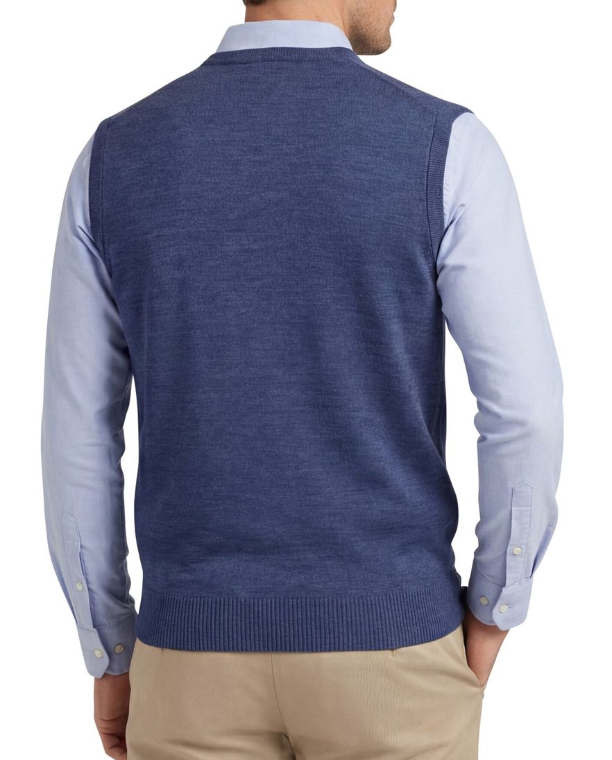 Maerz wollen slipover donkerblauw v-hals