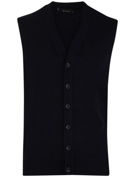 Maerz vest knopen mouwloos navy lamswol