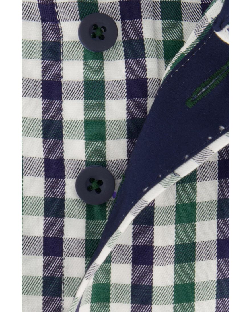 Katoenen Portofino overhemd regular fit blauw geruit