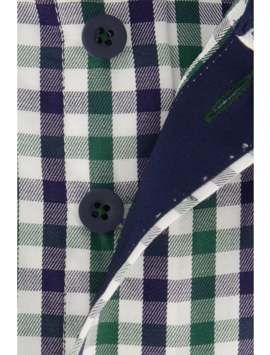 Portofino Overhemd blauw groen geruit regular fit