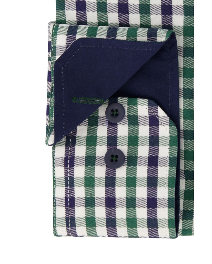 Katoenen Portofino overhemd regular fit blauw geruit