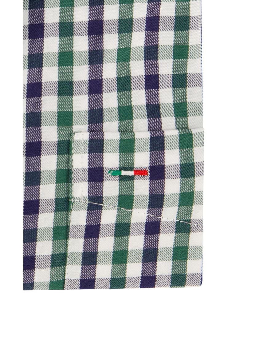 Katoenen Portofino overhemd regular fit blauw geruit