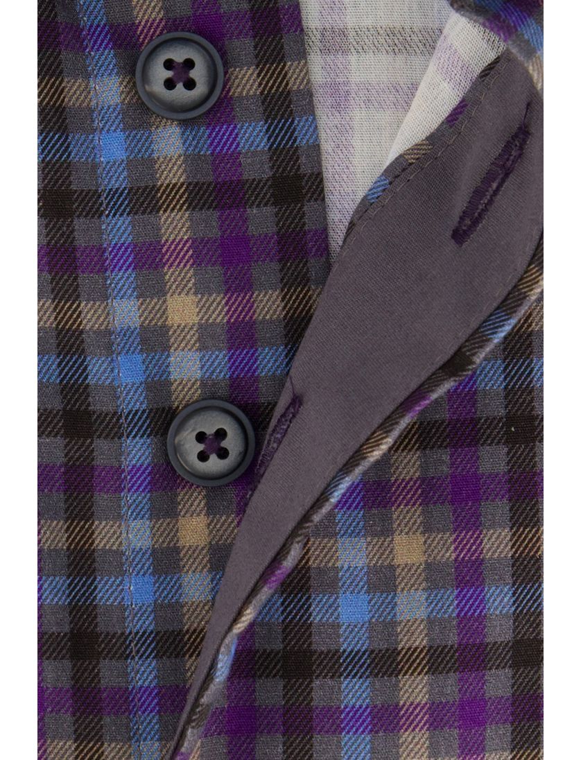 Portofino overhemd geruit regular fit paars katoen