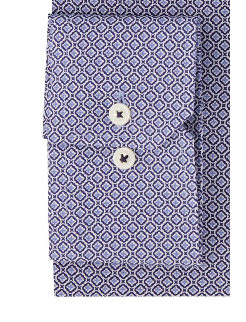 Eterna overhemd blauw geprint katoen Modern Fit