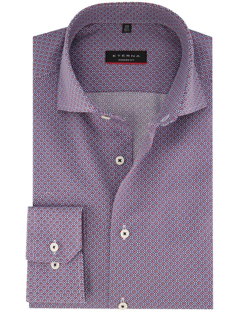 Eterna business overhemd normale fit rood geprint katoen