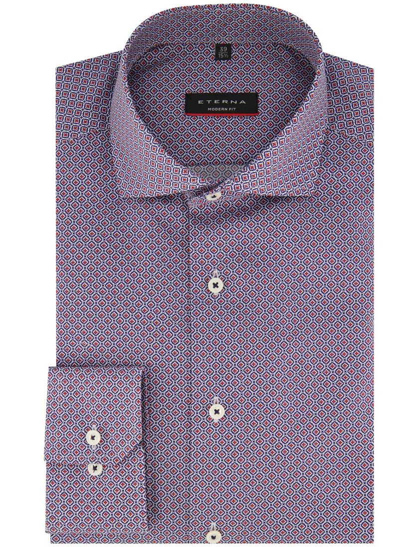 Eterna business overhemd normale fit rood geprint katoen