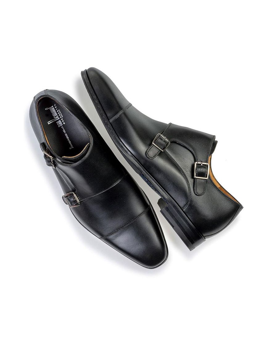 Floris van Bommel nette schoenen zwart effen leer met gesp