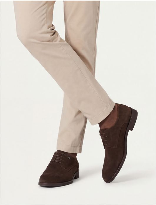 van Bommel veterschoen donkerbruin effen suede