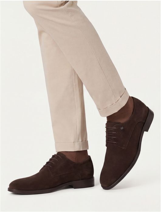 van Bommel veterschoen donkerbruin effen suede