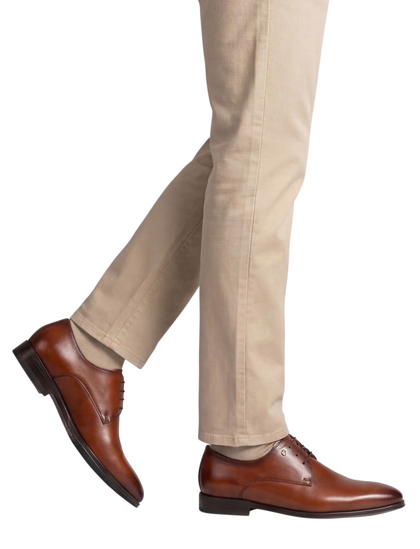 Floris van Bommel nette zakelijke veterschoenen bruin effen leer