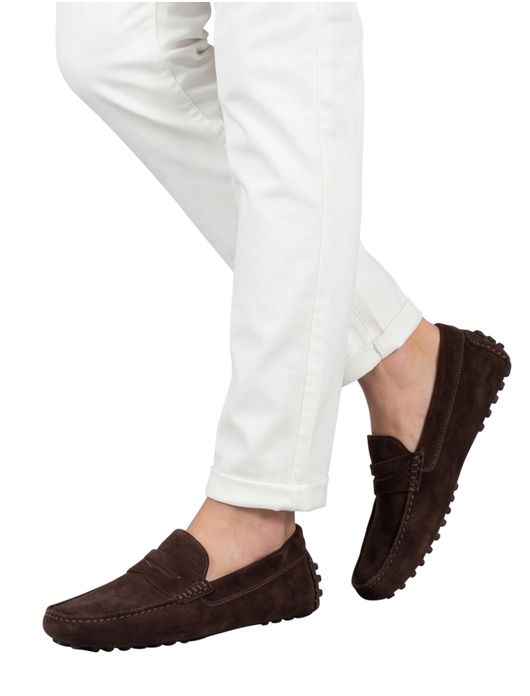 van Bommel instappers suede donkerbruin