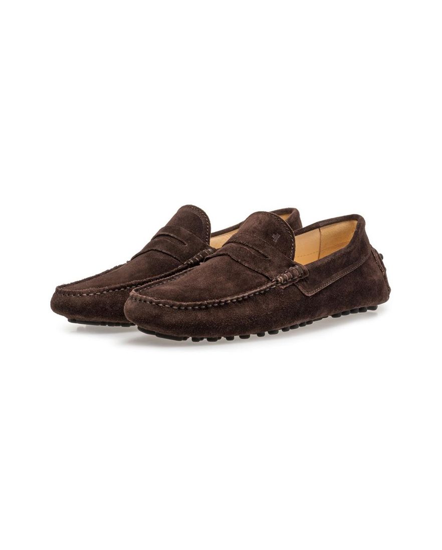 Floris van Bommel loafers bruin effen leer