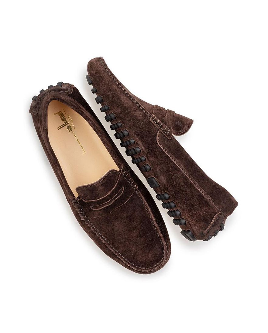 Floris van Bommel loafers bruin effen leer