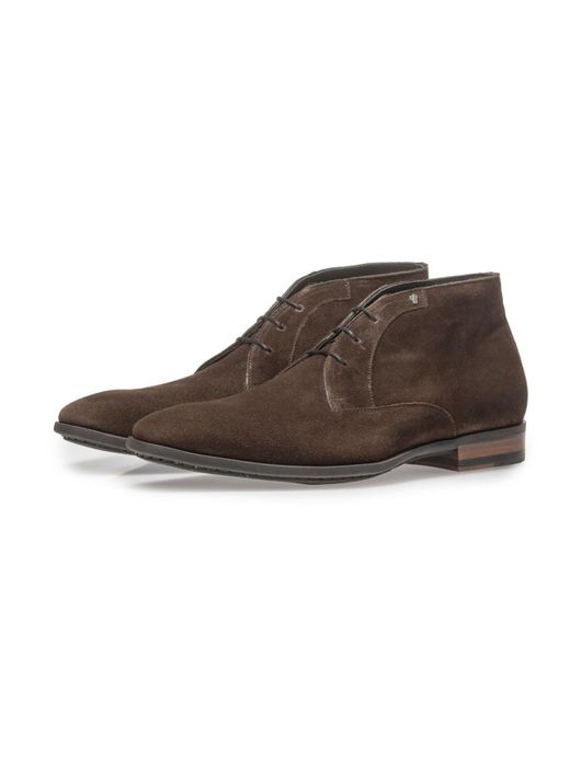 vam Bommel nette veterschoen donkerbruin suede
