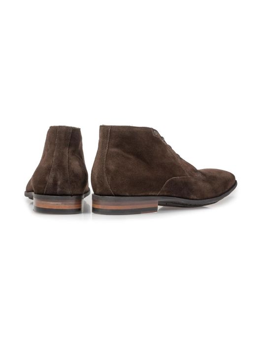 vam Bommel nette veterschoen donkerbruin suede
