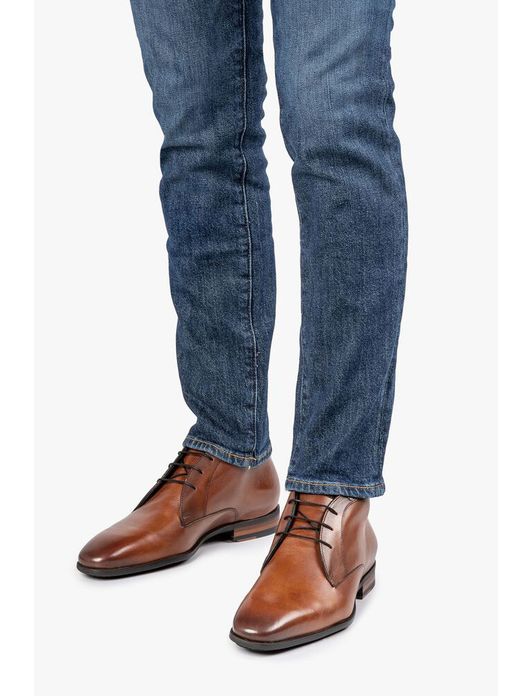 Floris van Bommel nette leren veterschoenen bruin effen