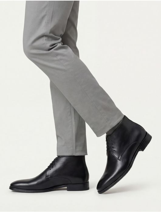 van Bommel veterschoen hoog effen zwart