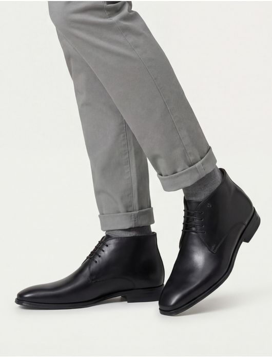 van Bommel veterschoen hoog effen zwart