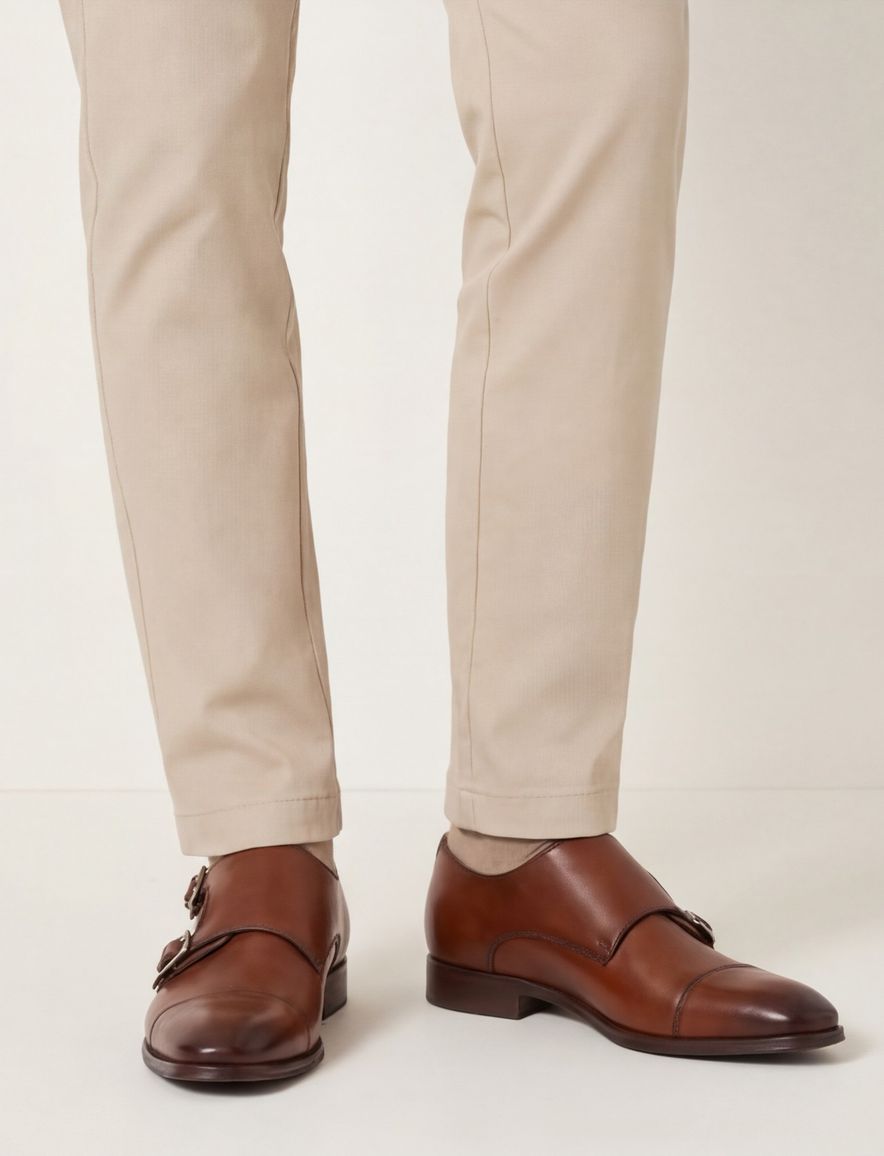 Floris van Bommel nette schoenen kaneel bruin effen leer met gesp