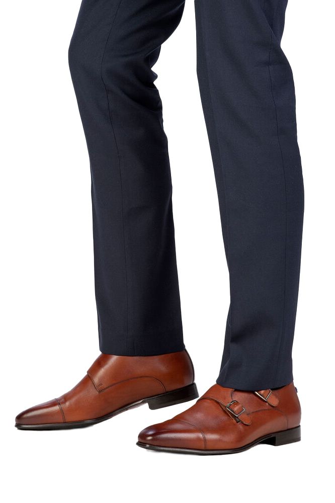 Floris van Bommel nette schoenen kaneel bruin effen leer met gesp