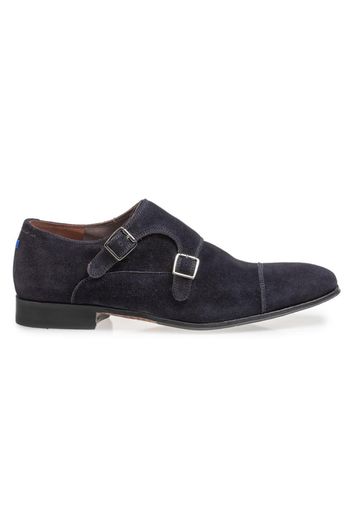 Floris van Bommel Floris van Bommel nette schoenen donkerblauw effen leer suede met gesp