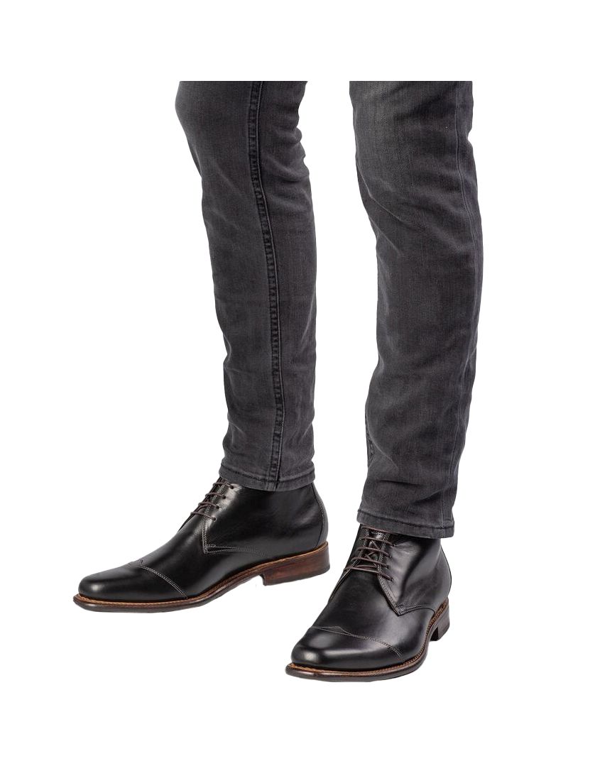 Floris van Bommel effen zwart heren veterschoen