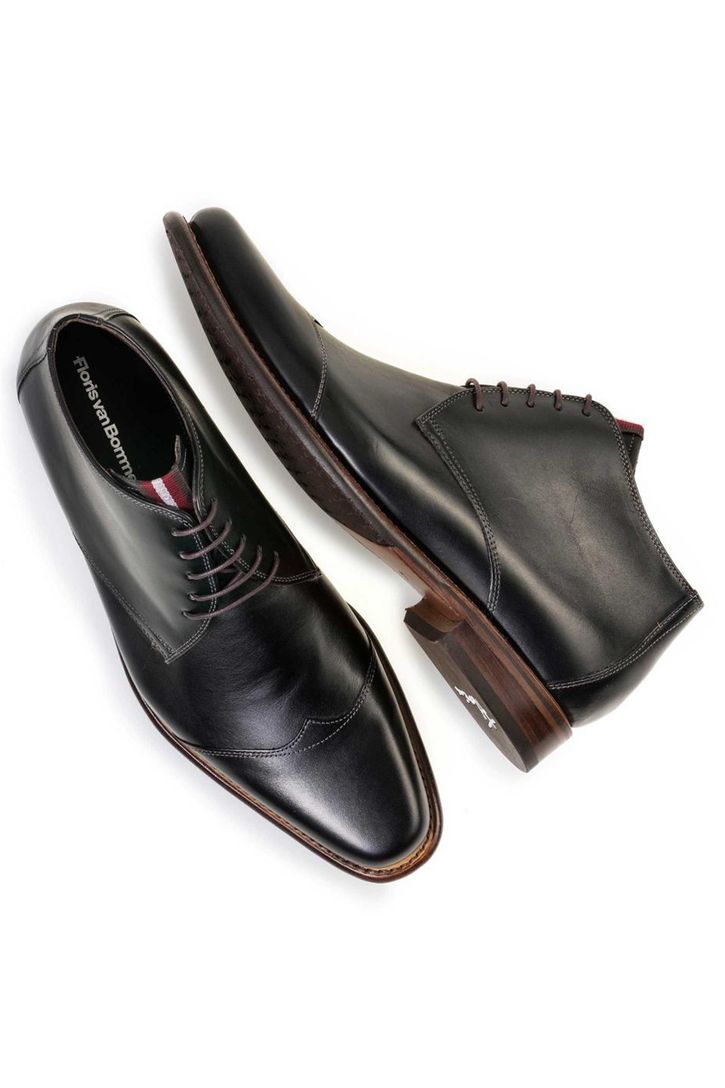 Floris van Bommel effen zwart heren veterschoen