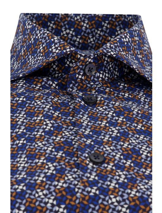 Ledub overhemd blauw geprint 100% katoen