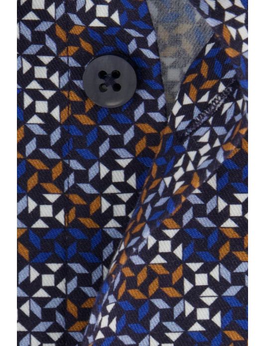 Ledub overhemd blauw geprint 100% katoen