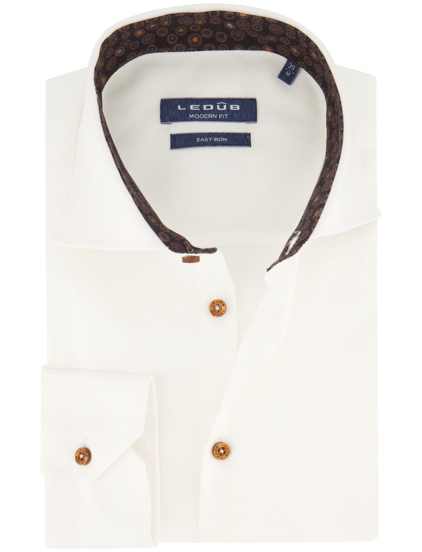 Ledub overhemd spierwit katoen modern fit