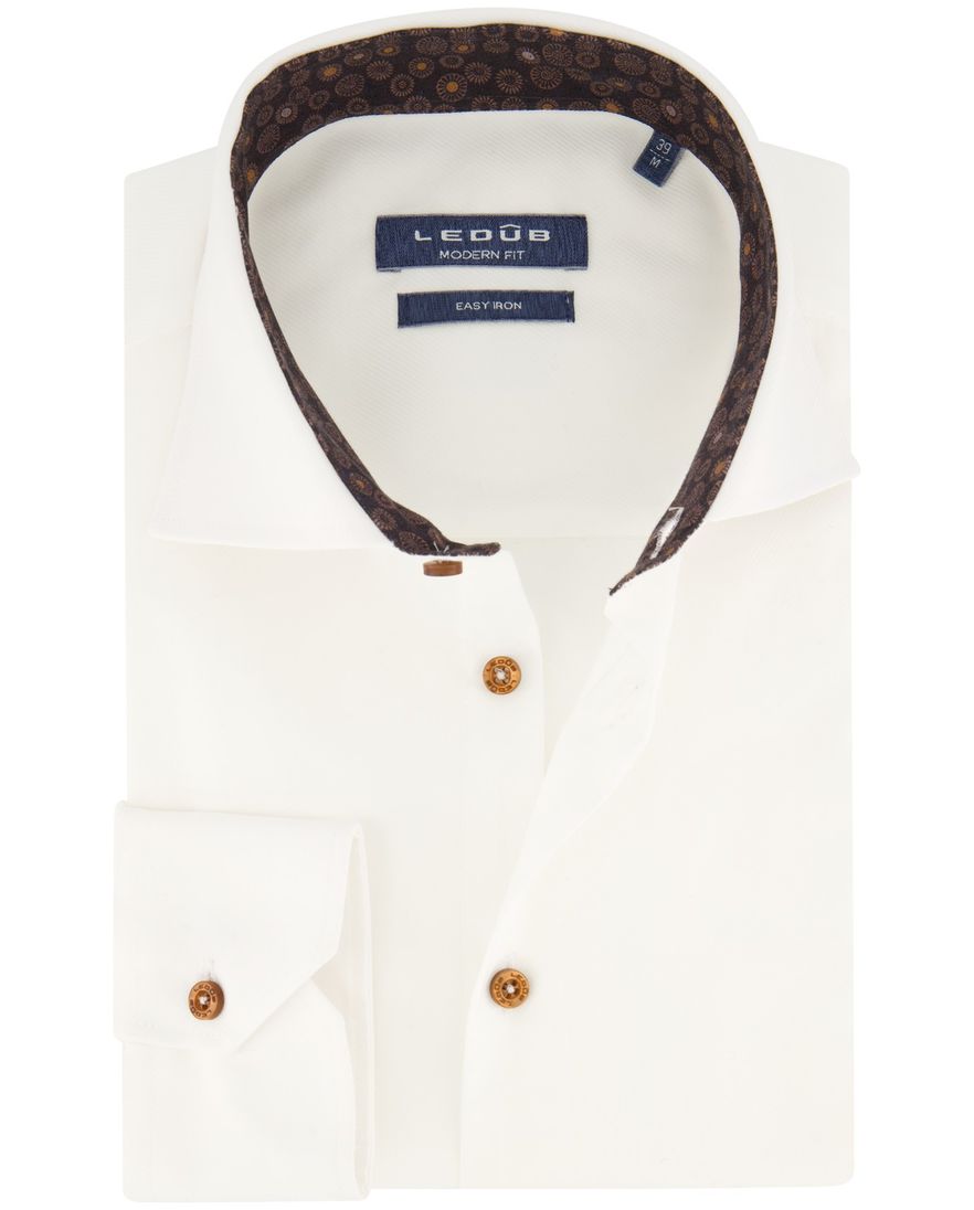 Ledub overhemd spierwit modern fit katoen