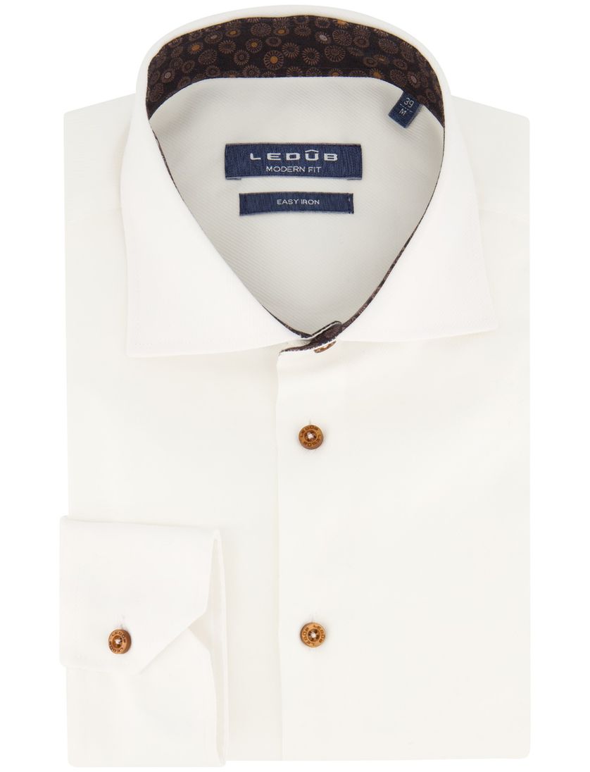 Ledub overhemd spierwit katoen modern fit