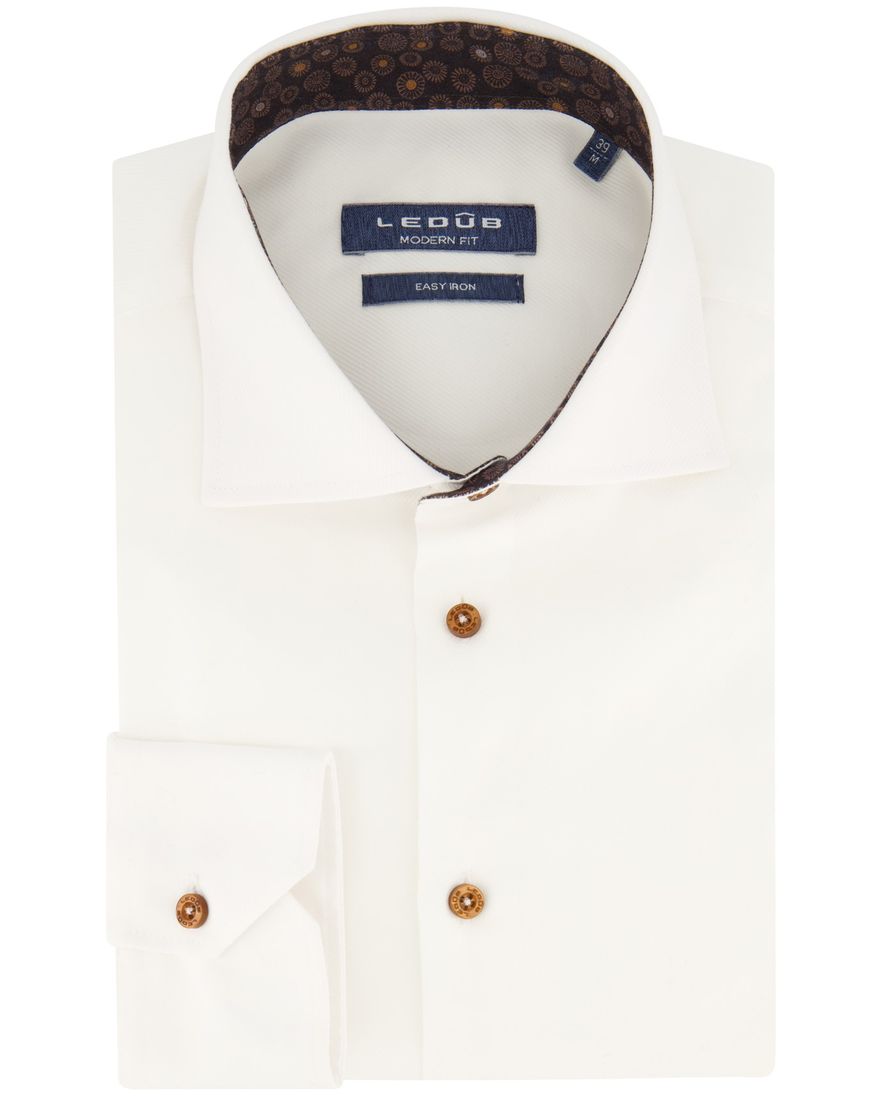 Ledub overhemd spierwit modern fit katoen