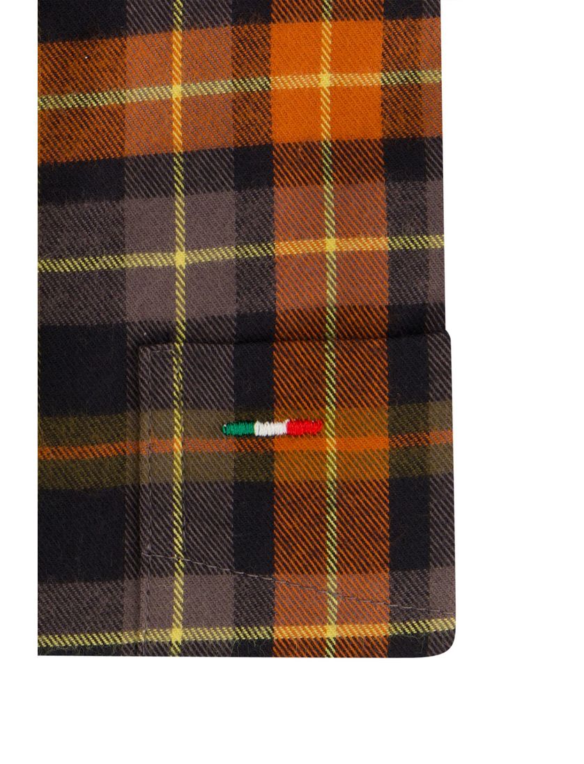 Portofino overhemd oranje geel bruin geruit regular fit