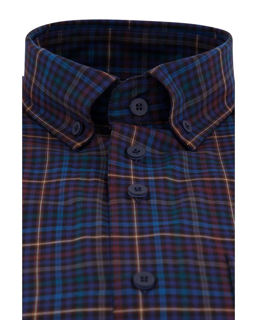 Portofino overhemd paars multicolor geruit regular fit