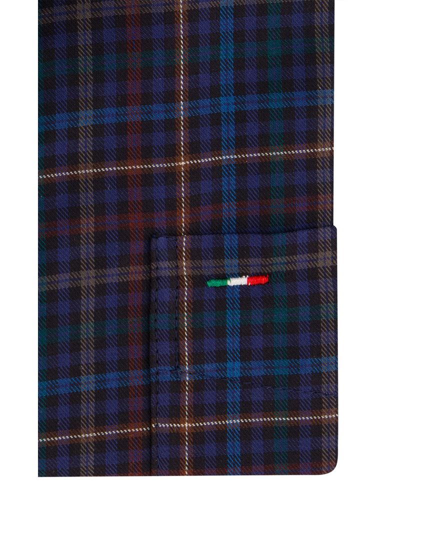 Portofino overhemd paars multicolor geruit regular fit