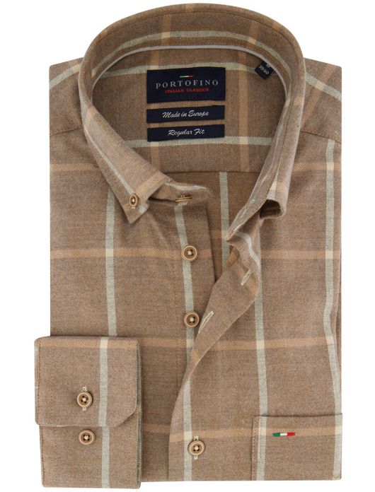 Portofino overhemd beige regular fit