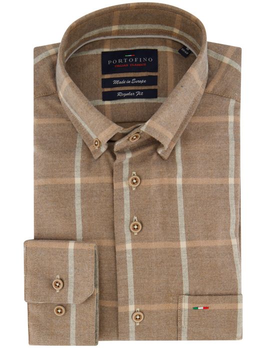 Portofino overhemd beige regular fit