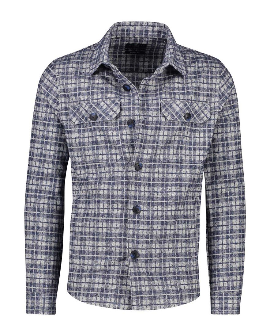 Portofino overshirt blauw regular fit knopen geruit katoen