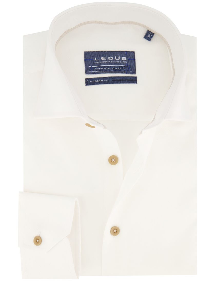 Ledub overhemd mouwlengte 7 modern fit spierwit