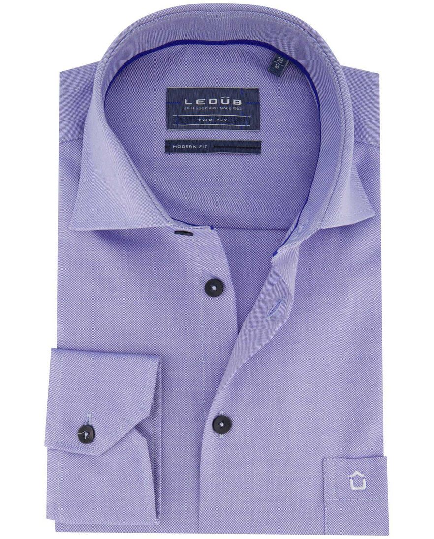 Ledub blauwe overhemd modern fit borstzak