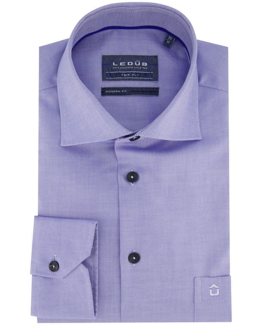 Ledub blauwe overhemd modern fit borstzak